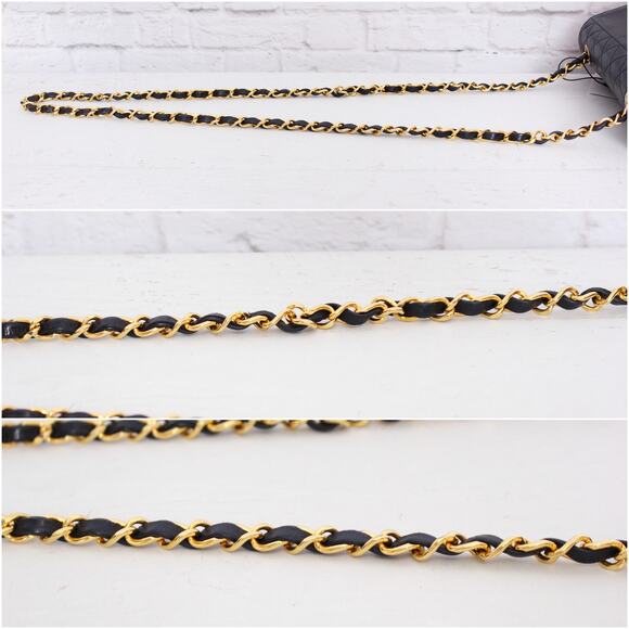 Chanel Trapezoid Flap Bag Two Tone Lambskin Leather Shoulder Crossbody Bag A4695 - Picture 10 of 13